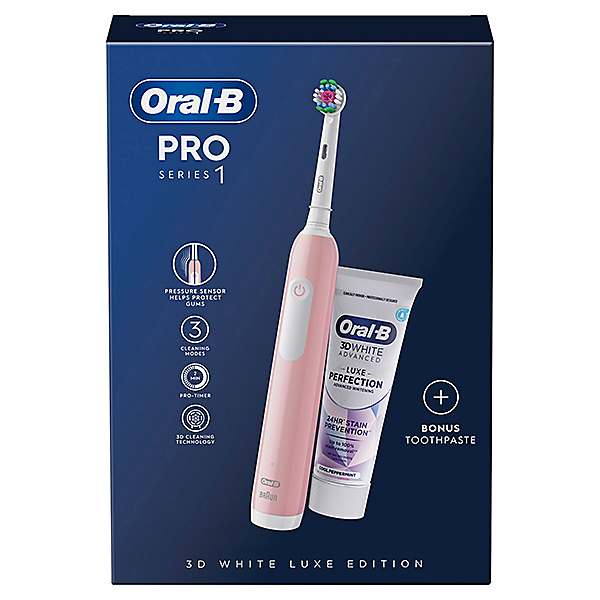 Oral-B Pro Series 1 Pink Electric Toothbrush + Toothpaste